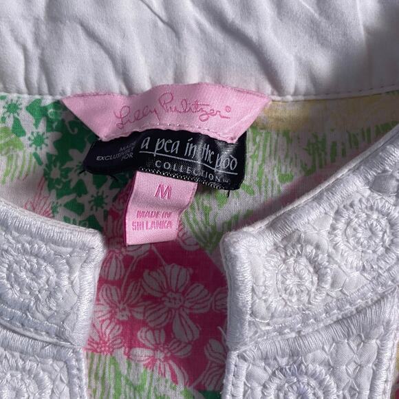 Lilly Pulitzer X Pea in the Pod pattern Maternity tunic blouse 100% cotton SZ M - Picture 4 of 9